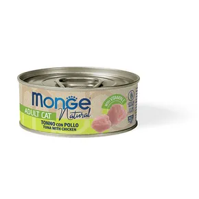 MONGE NATURALNE kawałki tuńczyka z mięsem z kurczaka dla kotów 80 g